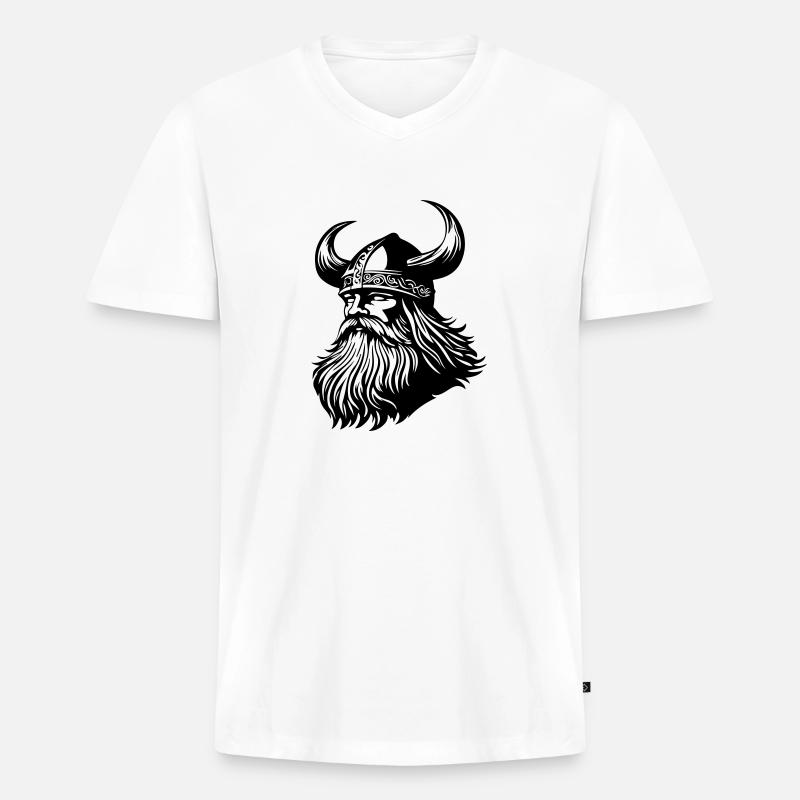 Wikinger Krieger Odin - Männer Premium Bio T-Shirt mit V-Ausschnitt - Weiß