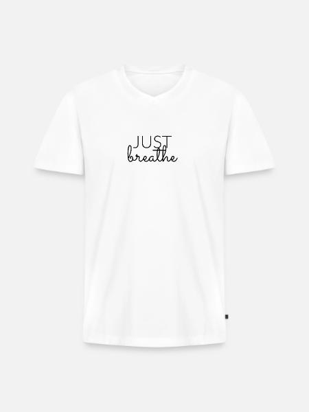 just breathe - Männer Premium Bio T-Shirt mit V-Ausschnitt - Weiß