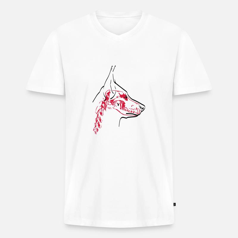 Hunde Skull - Männer Premium Bio T-Shirt mit V-Ausschnitt - Weiß