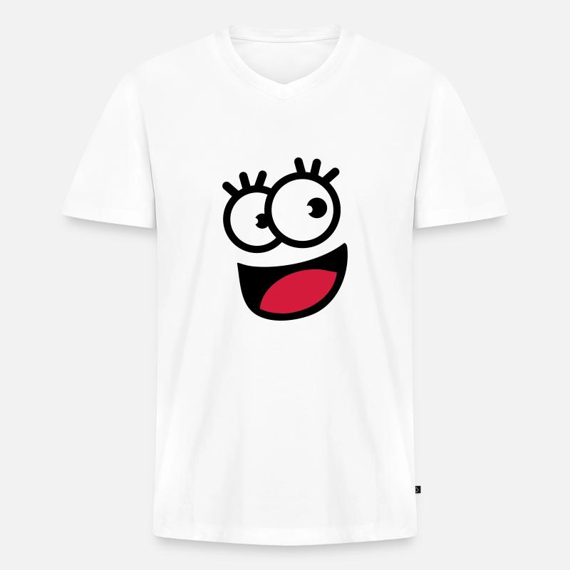 funnyface - Männer Premium Bio T-Shirt mit V-Ausschnitt - Weiß