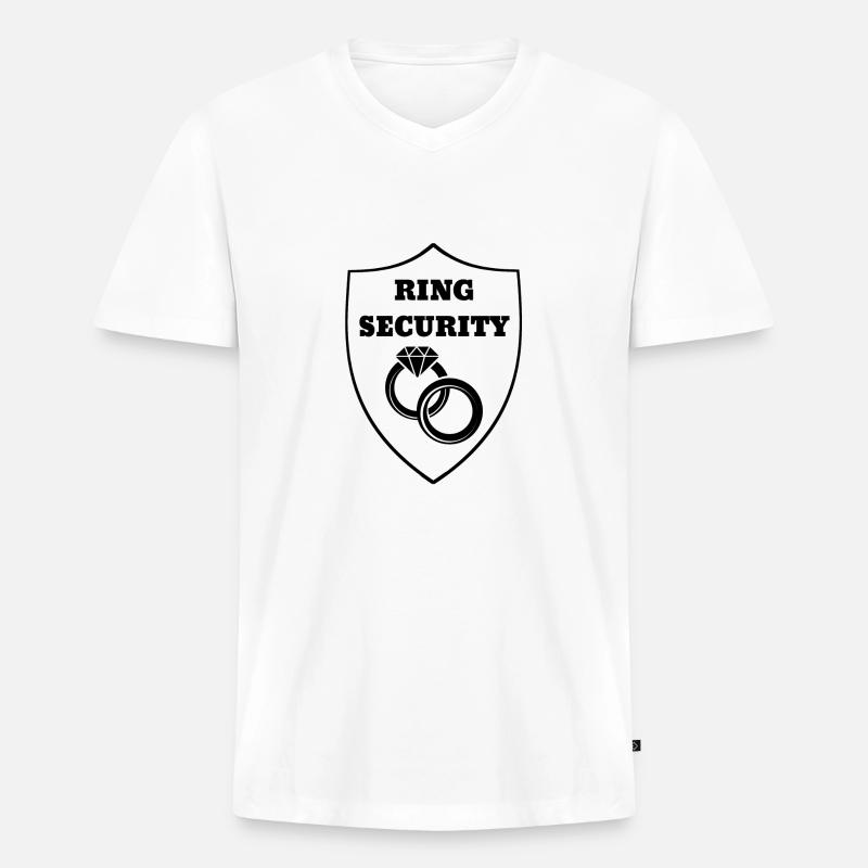 Ring Security JGA Junggesellenabschied Geschenk - Männer Premium Bio T-Shirt mit V-Ausschnitt - Weiß