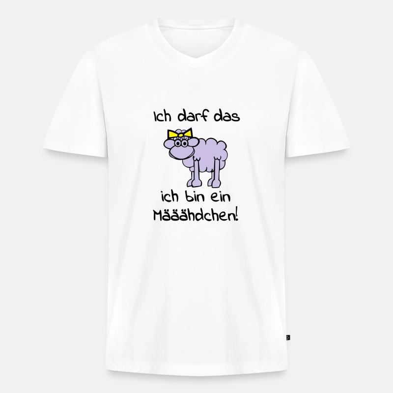 maeaeaehdchen_darf_das_3f - Männer Premium Bio T-Shirt mit V-Ausschnitt - Weiß