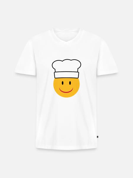 cuisiner - T-shirt encolure en V Premium bio Homme - blanc