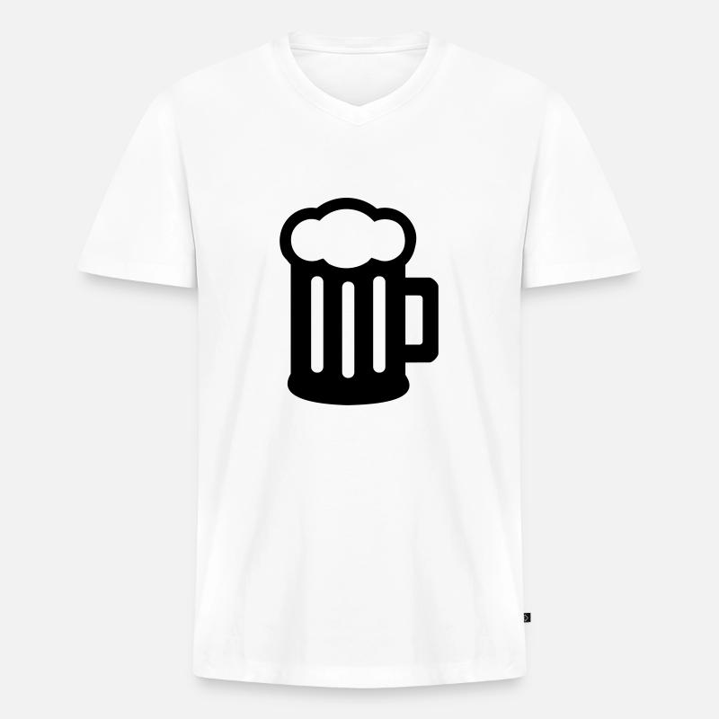 Bier - Männer Premium Bio T-Shirt mit V-Ausschnitt - Weiß