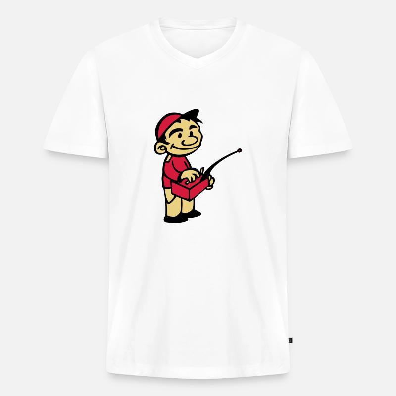 modell Kind mit Modellfunksteuerung - Männer Premium Bio T-Shirt mit V-Ausschnitt - Weiß