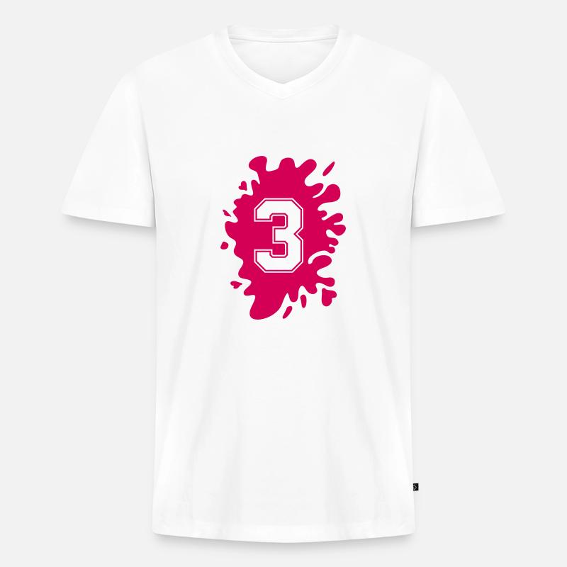 klecks 3 - Männer Premium Bio T-Shirt mit V-Ausschnitt - Weiß