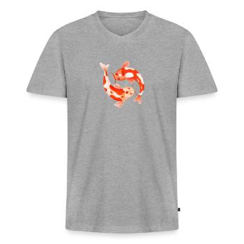 Koi - Men's Premium Organic T-shirt with V-neck - heather grey - Front