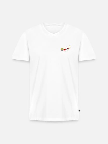 Weihnachtsmann & Co. KG Stickmotiv Elfe - Männer Premium Bio T-Shirt mit V-Ausschnitt - Weiß