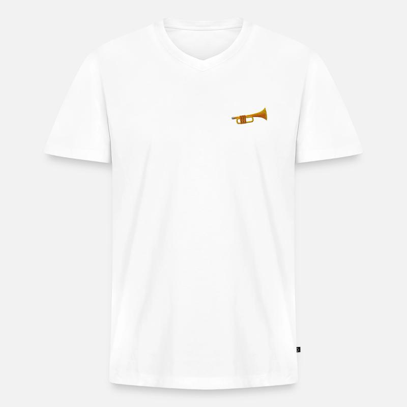 Trompete - Männer Premium Bio T-Shirt mit V-Ausschnitt - Weiß