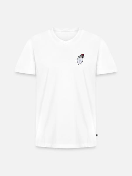 Weihnachtsmann & Co. KG Stickmotiv Weihnachtsmann - Männer Premium Bio T-Shirt mit V-Ausschnitt - Weiß