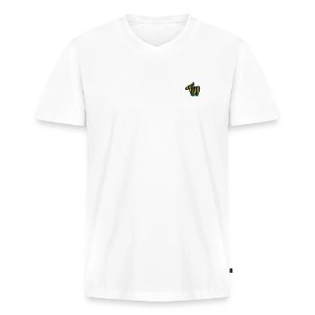 Janosch Tigerente Stick - Männer Premium Bio T-Shirt mit V-Ausschnitt - Weiß - Vorne - Nico (187cm)