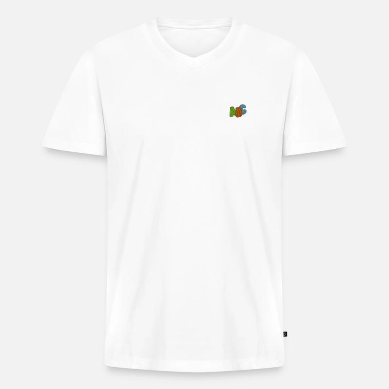 ABC - Männer Premium Bio T-Shirt mit V-Ausschnitt - Weiß