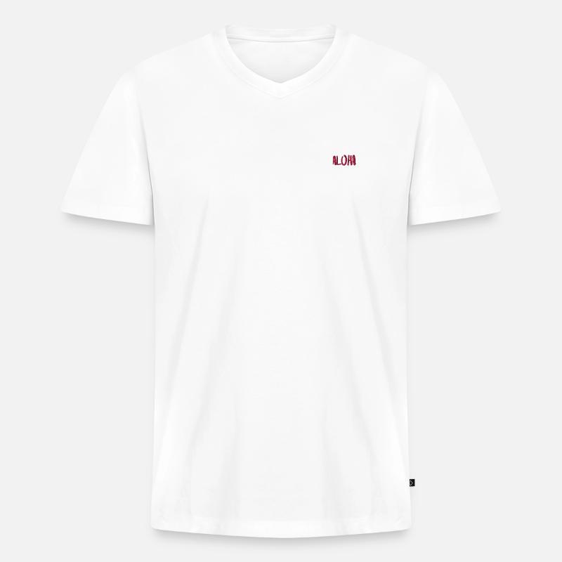 Aloha - Männer Premium Bio T-Shirt mit V-Ausschnitt - Weiß