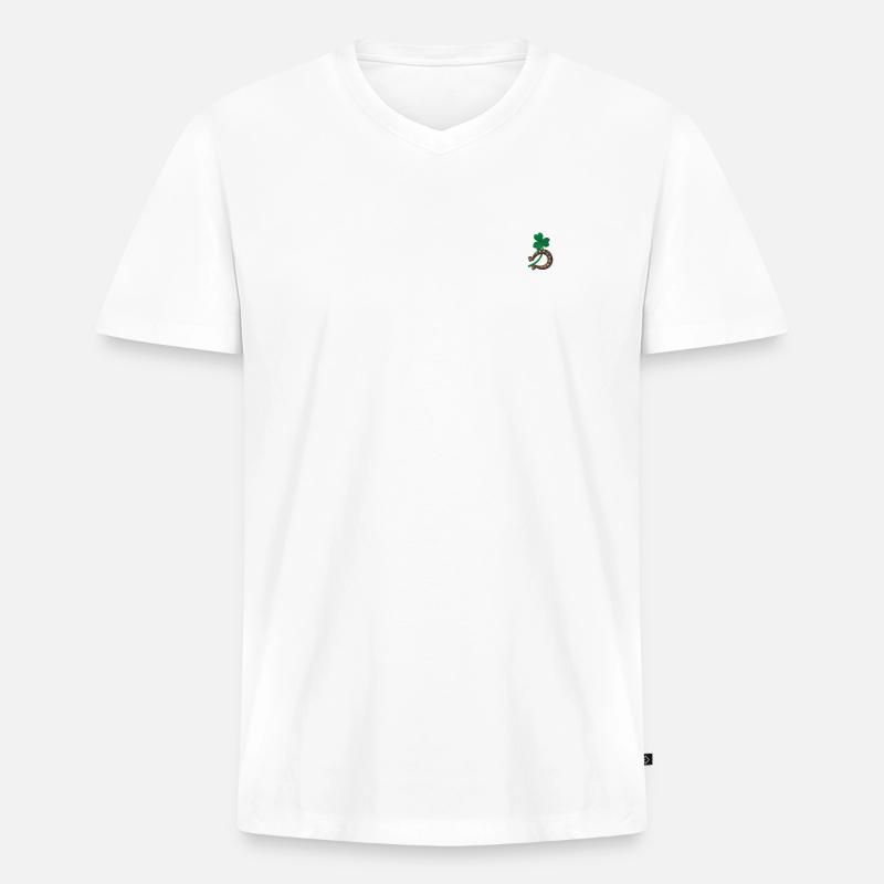Luck - Männer Premium Bio T-Shirt mit V-Ausschnitt - Weiß