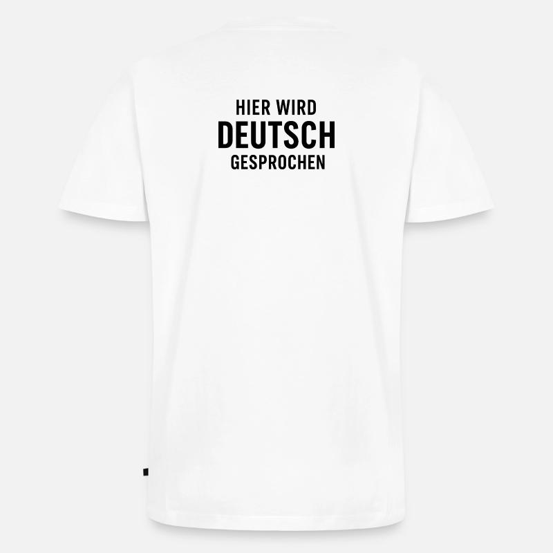 Hier Wird Deutsch Gesprochen - Männer Premium Bio T-Shirt mit V-Ausschnitt - Weiß