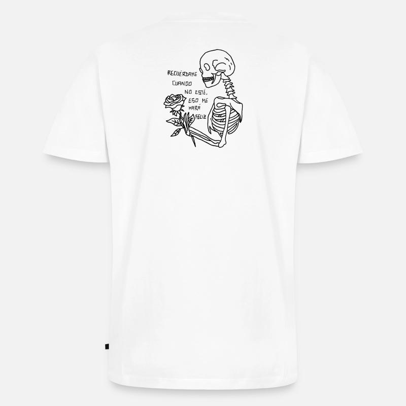 Skelett mit Rose - Männer Premium Bio T-Shirt mit V-Ausschnitt - Weiß