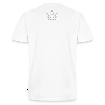 Bettnachbarn Füchse | Paar-Liebe - Männer Premium Bio T-Shirt mit V-Ausschnitt - Weiß - Hinten - Nico (187cm)