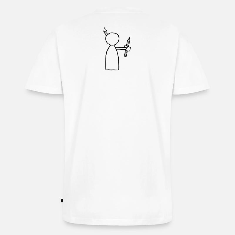 Männchen Zeichner - Männer Premium Bio T-Shirt mit V-Ausschnitt - Weiß