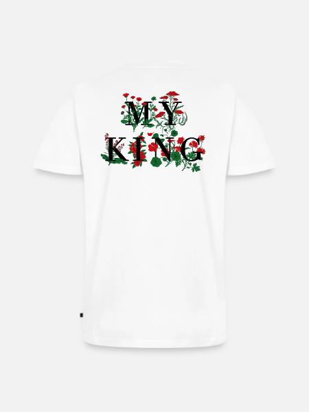 My King Partnershirt - Männer Premium Bio T-Shirt mit V-Ausschnitt - Weiß