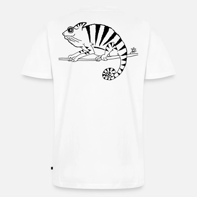 witziges Chamäleon Reptilien - Männer Premium Bio T-Shirt mit V-Ausschnitt - Weiß