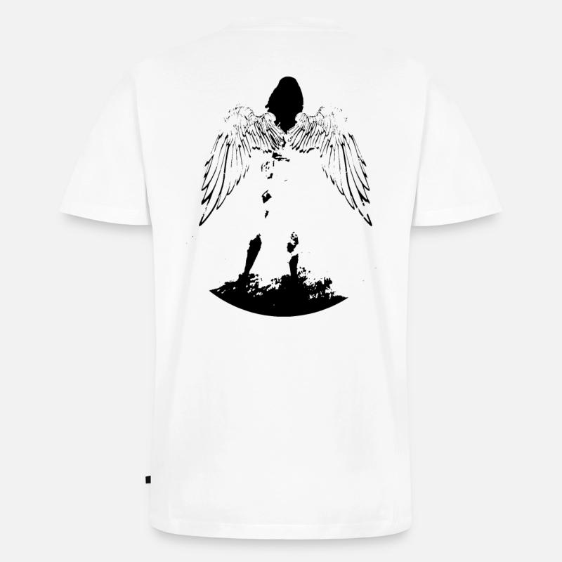 Engel mit Flügel - Männer Premium Bio T-Shirt mit V-Ausschnitt - Weiß
