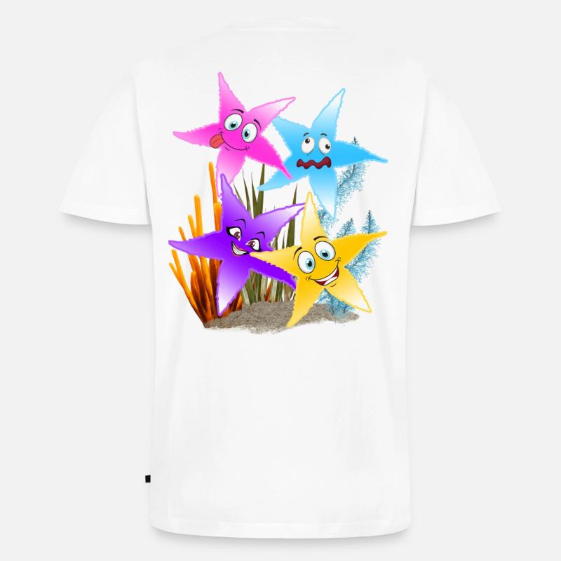 Buntes Seestern-Quartett Unterwasser - Männer Premium Bio T-Shirt mit V-Ausschnitt - Weiß