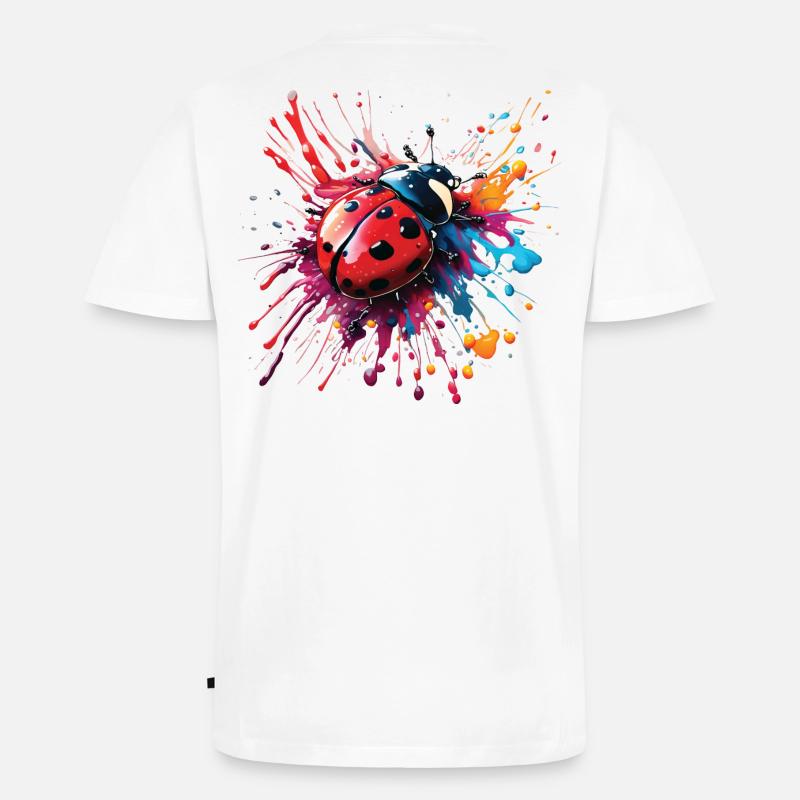 Buntes Marienkäfer-Design, kein Text - Männer Premium Bio T-Shirt mit V-Ausschnitt - Weiß