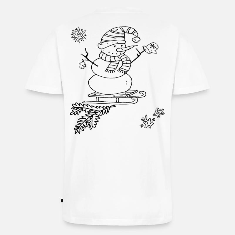 Schneemann mit Schlitten Weihnachten - Männer Premium Bio T-Shirt mit V-Ausschnitt - Weiß