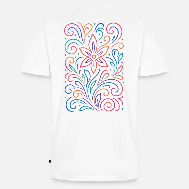 Leuchtendes Blumenmuster in Neonfarben - Männer Premium Bio T-Shirt mit V-Ausschnitt - Weiß