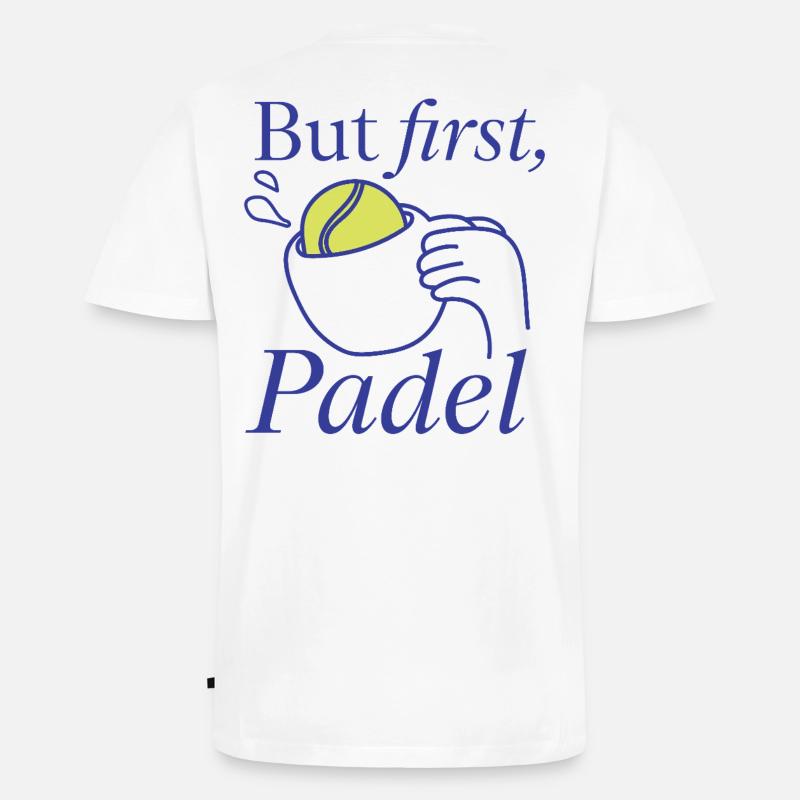 But first, Padel Design Logo  - Männer Premium Bio T-Shirt mit V-Ausschnitt - Weiß