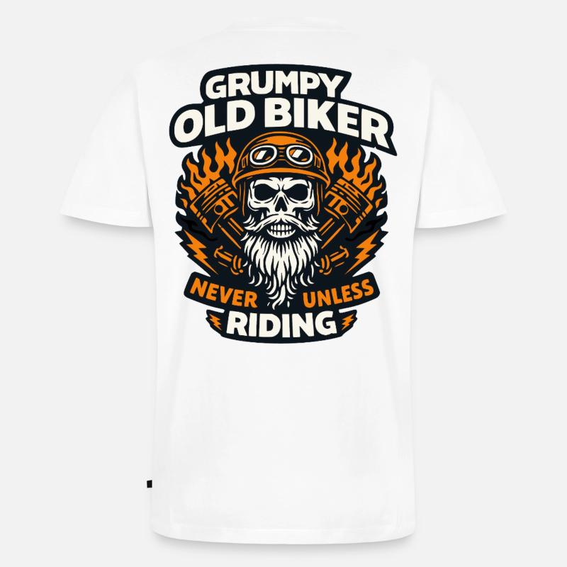 Grummeliger Alter Biker - Männer Premium Bio T-Shirt mit V-Ausschnitt - Weiß