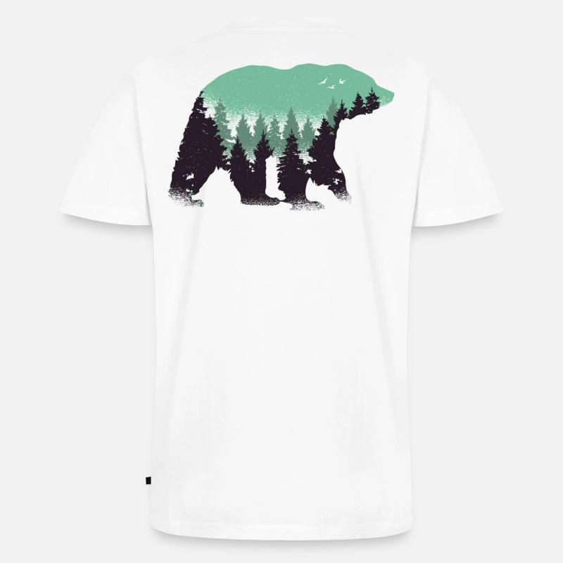 Bär Wald Natur - Männer Premium Bio T-Shirt mit V-Ausschnitt - Weiß