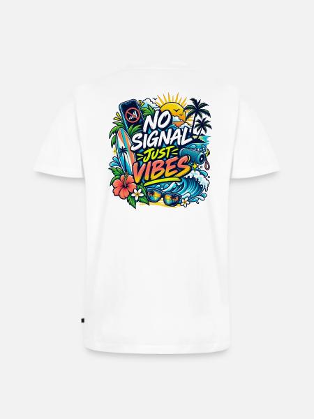 No Signal Just Vibes Strandgrafik - Männer Premium Bio T-Shirt mit V-Ausschnitt - Weiß
