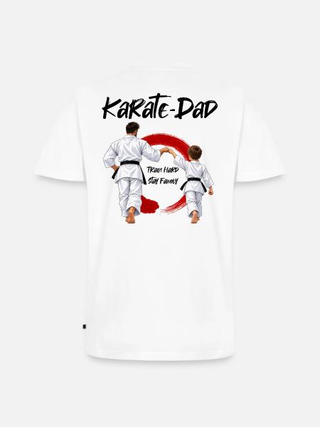 Karate Dad mit Sohn - Männer Premium Bio T-Shirt mit V-Ausschnitt - Weiß