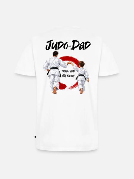 Judo Dad mit Sohn - Männer Premium Bio T-Shirt mit V-Ausschnitt - Weiß