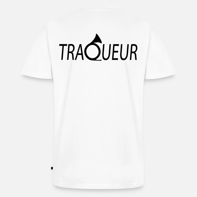 TRACKER T-Shirt anpassbar mit Ihrem Text - Männer Premium Bio T-Shirt mit V-Ausschnitt - Weiß