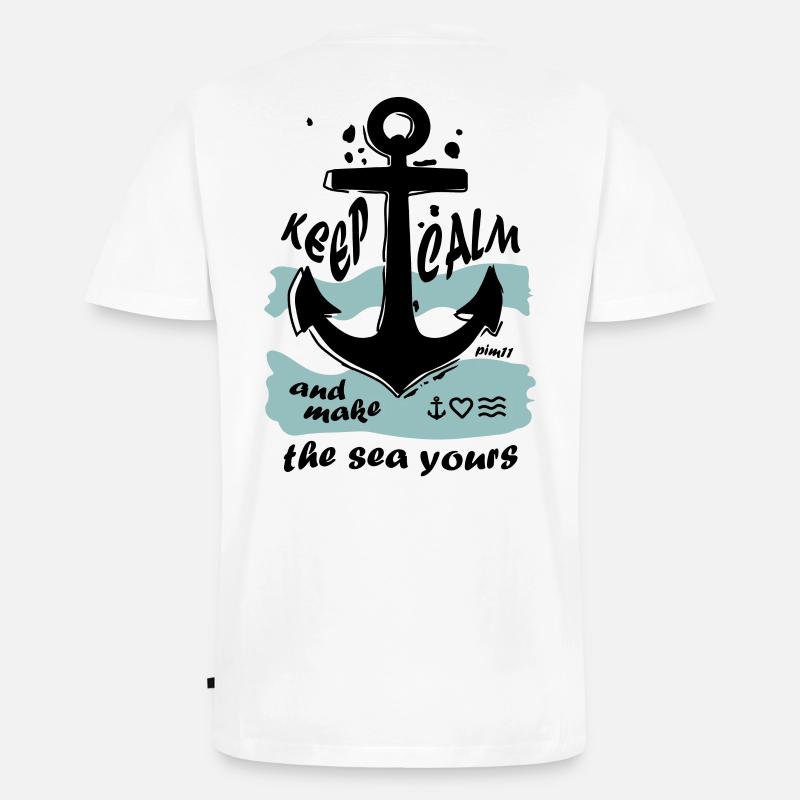 Sea Keep calm - Männer Premium Bio T-Shirt mit V-Ausschnitt - Weiß