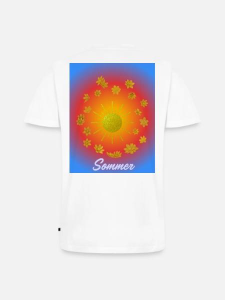 Sommer Sonne Glitzerblumen Muster - Männer Premium Bio T-Shirt mit V-Ausschnitt - Weiß