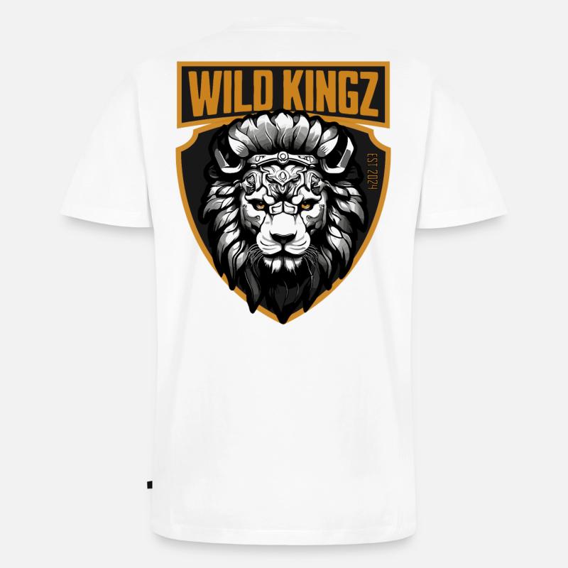 Löwe - Männer Premium Bio T-Shirt mit V-Ausschnitt - Weiß