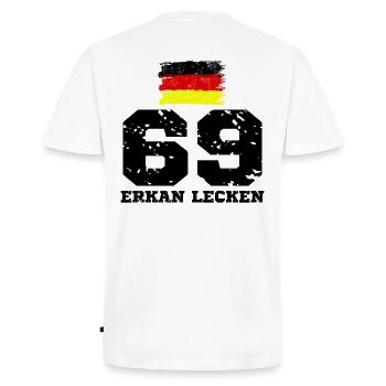Deutschland Sauf Trikot Mallorca Fußball Party - Männer Premium Bio T-Shirt mit V-Ausschnitt - Weiß - Hinten - Nico (187cm)