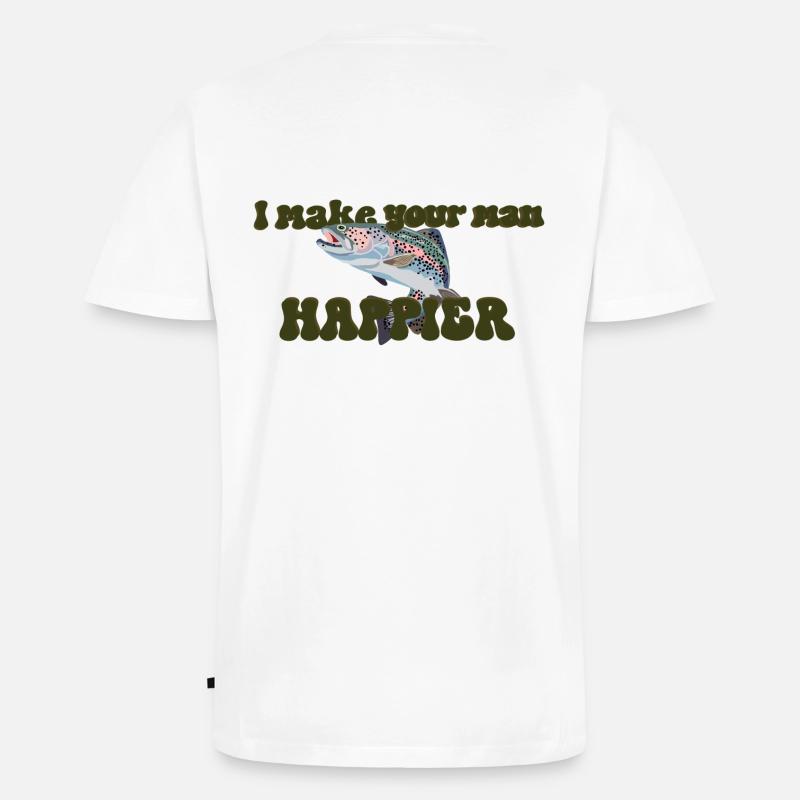 Pflücke mir Forellen - Männer Premium Bio T-Shirt mit V-Ausschnitt - Weiß