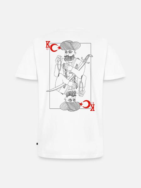 Tyrkiet Minmalist Sværd Konge Tarot - Premium økologisk T-shirt med V-hals til mænd - hvid