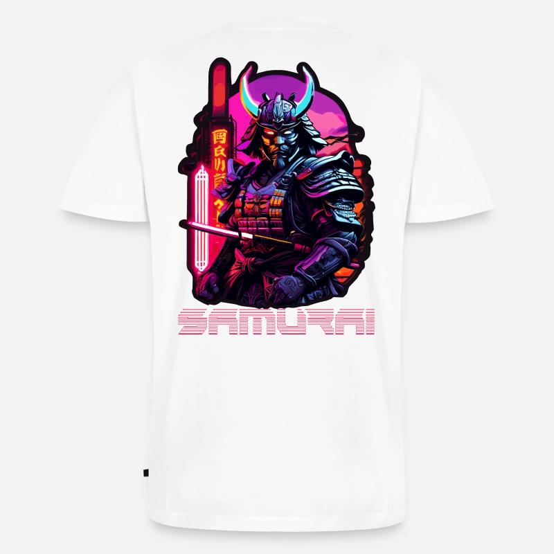 Samurai - Männer Premium Bio T-Shirt mit V-Ausschnitt - Weiß