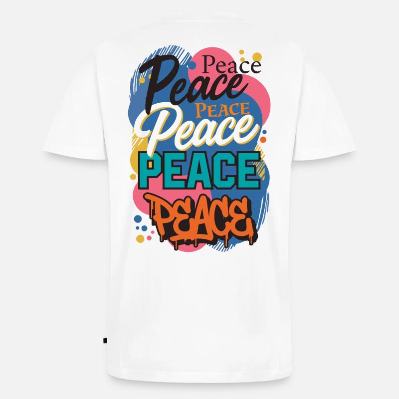 Peace als Graffiti - Männer Premium Bio T-Shirt mit V-Ausschnitt - Weiß