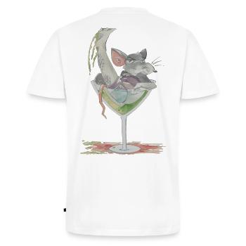 Ratfoodz' Rattini - Cocktailratte im Glas - Männer Premium Bio T-Shirt mit V-Ausschnitt - Weiß - Hinten - Nico (187cm)