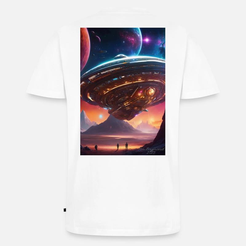 Nebula-Liner über Crimson Valleys - Männer Premium Bio T-Shirt mit V-Ausschnitt - Weiß