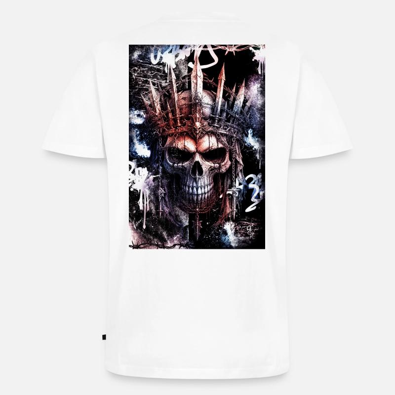 Dunkler gotischer Stadtschädel / Schädel - Männer Premium Bio T-Shirt mit V-Ausschnitt - Weiß