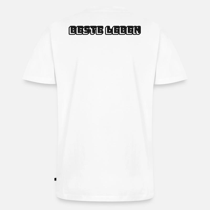 BESTE LEBEN - Männer Premium Bio T-Shirt mit V-Ausschnitt - Weiß
