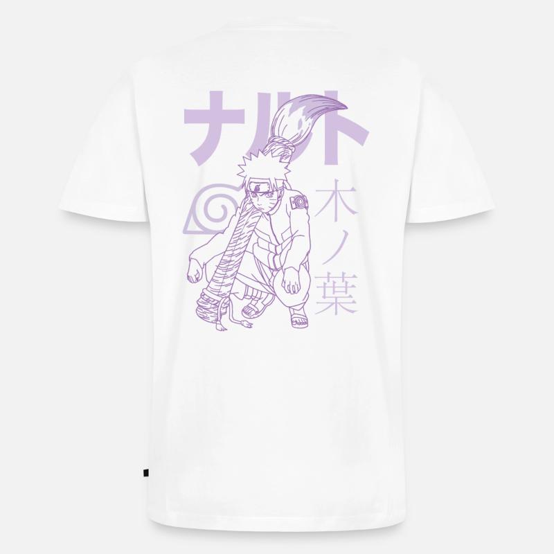 Naruto Shippuden Naruto Mit Schriftzeichen - Männer Premium Bio T-Shirt mit V-Ausschnitt - Weiß