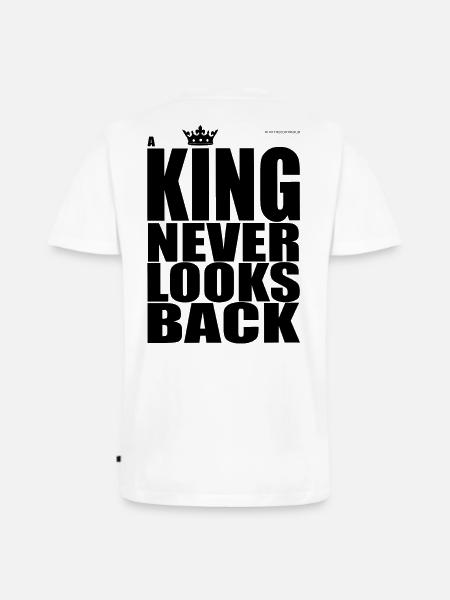 A KING NEVER LOOKS BACK - Men's Premium Organic T-shirt with V-neck - white